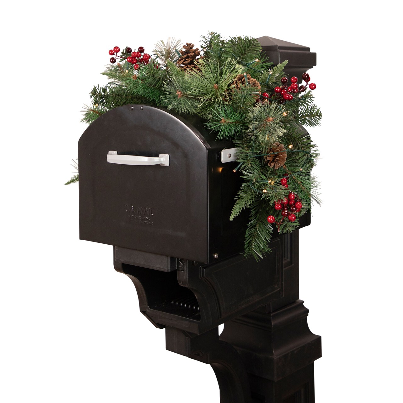 Northlight 36" Pre-lit Decorated Pine Cone and Berries Artificial Christmas Mailbox Swag